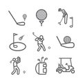 Golf line icons. Player. Vector signs for web graphics.