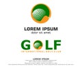 GOLF LOGO DESIGN WITH BALL AND STICK SHAPES