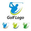 Golf Logo Template Swing and Hit the Ball
