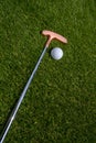 golf mallet on the green, artificial turf Royalty Free Stock Photo