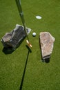 golf mallet on the green, artificial turf Royalty Free Stock Photo