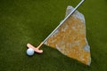 golf mallet on the green, artificial turf Royalty Free Stock Photo