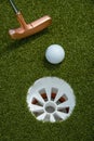 golf mallet on the green, artificial turf Royalty Free Stock Photo