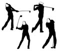 golf outdoor sport vector logo design inspiration, a player hits the ball with a swing stick