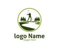 golf outdoor sport vector logo design inspiration, a player hits the ball with a swing stick Royalty Free Stock Photo