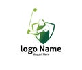 golf outdoor sport vector logo design inspiration, a player hits the ball with a swing stick