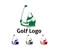 golf outdoor sport vector logo design inspiration, a player hits the ball with a swing stick Royalty Free Stock Photo