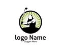 golf outdoor sport vector logo design inspiration, a player hits the ball with a swing stick Royalty Free Stock Photo