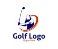 golf outdoor sport vector logo design inspiration, a player hits the ball with a swing stick