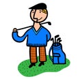 Golf player with bag