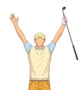 Golf Player celebrating, on a white Background Royalty Free Stock Photo