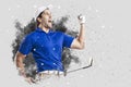 Golf Player coming out of a blast of smoke Royalty Free Stock Photo