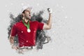 Golf Player coming out of a blast of smoke Royalty Free Stock Photo