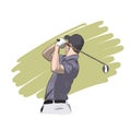 Golf player with driver, vector illustration Royalty Free Stock Photo