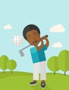 Golf player on field Royalty Free Stock Photo