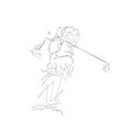 Golf player, geometric line art, abstract vector silhouette