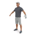 Golf Player in a gray shirt on a white. 3D illustration Royalty Free Stock Photo