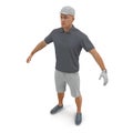 Golf Player in a gray shirt on a white. 3D illustration Royalty Free Stock Photo