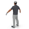 Golf Player in a gray shirt on a white. 3D illustration Royalty Free Stock Photo