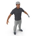 Golf Player in a gray shirt on a white. 3D illustration Royalty Free Stock Photo