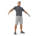 Golf Player in a gray shirt on a white. 3D illustration Royalty Free Stock Photo