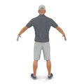 Golf Player in a gray shirt on a white. 3D illustration Royalty Free Stock Photo