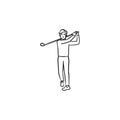 Golf player hand drawn outline doodle icon. Royalty Free Stock Photo