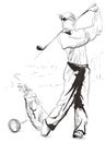 Golf Player - An hand drawn and painted illustration Royalty Free Stock Photo