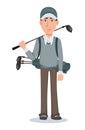 Golf player, handsome golfer. Cartoon character