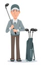 Golf player, handsome golfer. Cartoon character