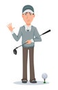 Golf player, handsome golfer. Cartoon character
