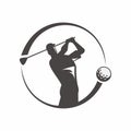 Golf player hits the ball. icon logo design illustration. Royalty Free Stock Photo