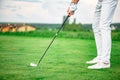 Golf player holding driver Royalty Free Stock Photo