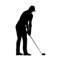 Golf player icon. Isolated vector silhouette Royalty Free Stock Photo