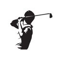 Golf player, isolated vector silhouette Royalty Free Stock Photo