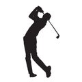 Golf player isolated vector silhouette Royalty Free Stock Photo