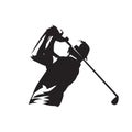 Golf player logo, isolated vector silhouette Royalty Free Stock Photo