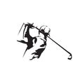 Golf player logo, isolated vector silhouette. Golf swing Royalty Free Stock Photo