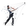 Golf player, low polygonal golfer, isolated vector illustration. Golf swing Royalty Free Stock Photo