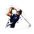 Golf player, low polygonal golfer vector isolated illustration. Golf swing Royalty Free Stock Photo