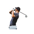 Golf player, low polygonal illustration. Isolated golfer. Golf swing logo Royalty Free Stock Photo