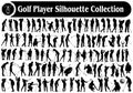 Golf Player Male or Female silhouettes Vector Collection Royalty Free Stock Photo