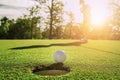 golf player putting golf ball into hole Royalty Free Stock Photo