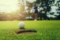 golf player putting golf ball into hole Royalty Free Stock Photo