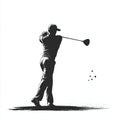 Golf Player Silhouette Powerful Swing Action Sport Royalty Free Stock Photo