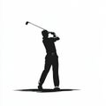 Golf player silhouette powerful swing action sports game Royalty Free Stock Photo