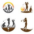 golf player silhouettes vector Royalty Free Stock Photo