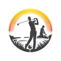 golf player silhouettes vector Royalty Free Stock Photo