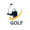 golf player swing hit the ball illustration vector logo design Royalty Free Stock Photo