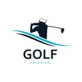 golf player swing hit the ball illustration vector logo design Royalty Free Stock Photo